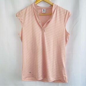 NWOT Daily Sports Born in Sweden Pink Mandarin Collar Athletic Golf Top Size M